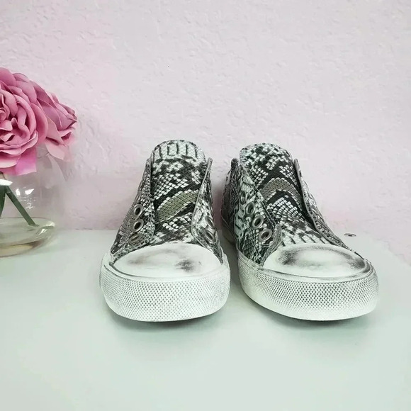 Naughty Monkey Distressed Snakeskin Print Slip On Sneakers - Picture 5 of 6